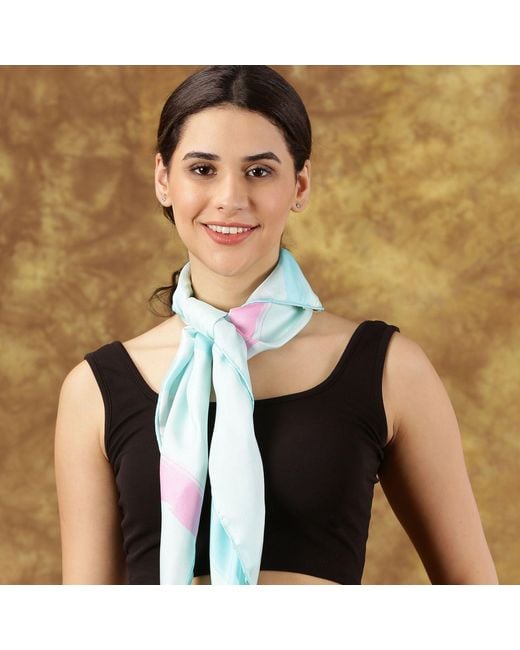 Heritagemoda Blue Light Handpainted Silk Square Scarf