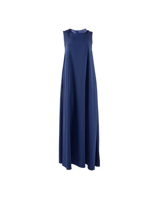 Monessa Joan Blue Full Length Trapeze Dress With Detachable Sleeves