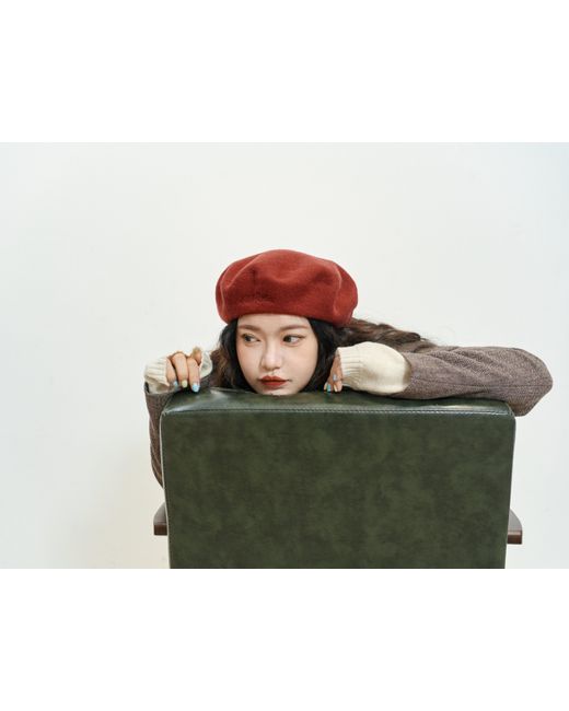 Lost Pattern Red Bon Chic Wool Beret- Bordeaux
