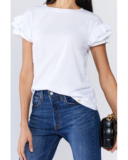 LOVETRUST White Ella Ruffle Sleeve Tee
