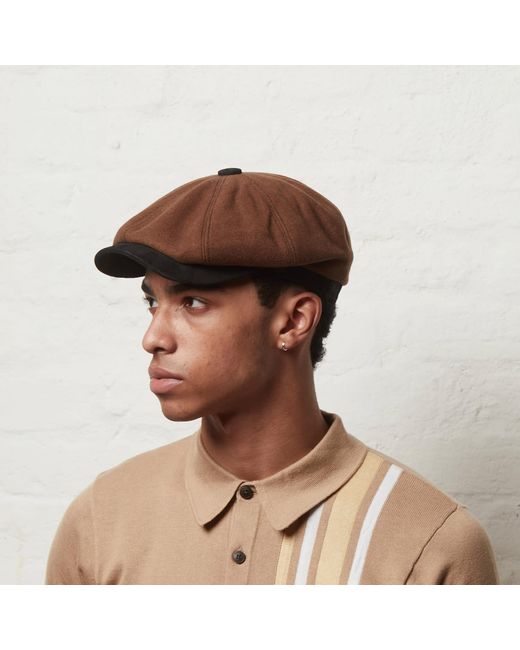 Dasmarca Hats Brown Eden Tobacco Wool Newsboy Bakerboy Peaky Cap With Leather Visor Peak for men