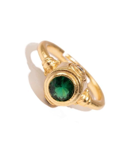 Ebru Jewelry White Emerald Aura Adjustable Ring