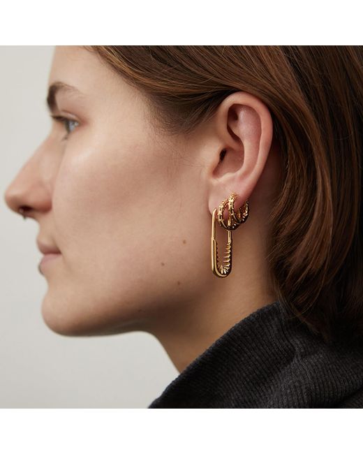 Kasun Metallic Safety Pin Hoop Earrings