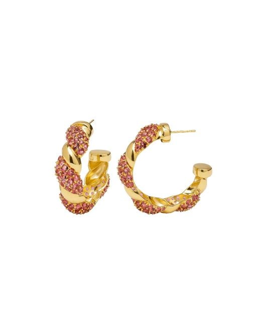 Lavani Jewels Metallic Fuchsia & Gold Plated Paramount Hoops