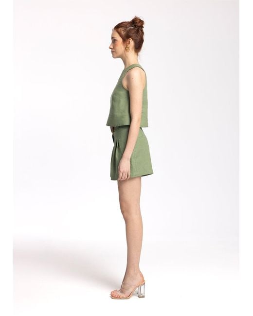 Monlicia Green Lena Linen Top