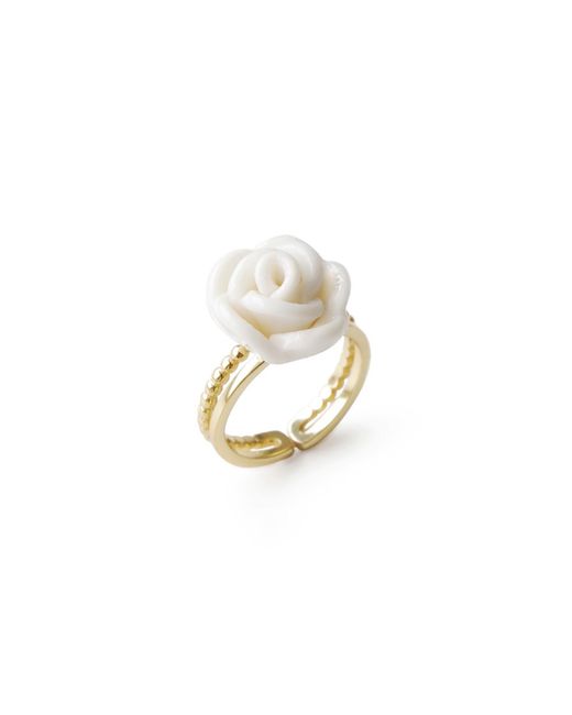 POPORCELAIN White Cloud Porcelain Rose Ring