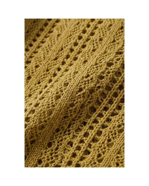 Modenaire Green Open Knit Cotton Cardigan Relaxed Fit Refined Texture for men