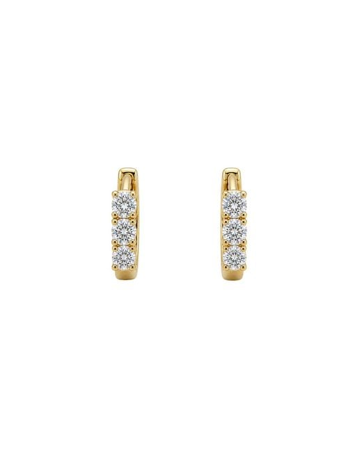 Uchi and Soto Metallic Shikaku 3 Stone Huggie Hoop Earrings