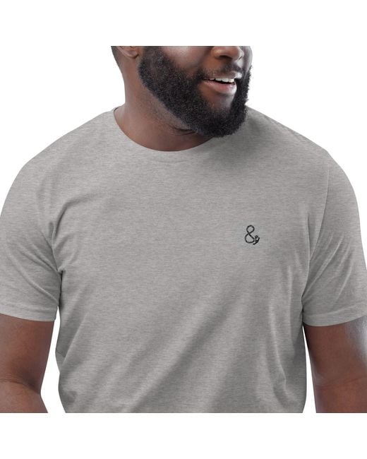 Anchor and Crew Gray Heather Ampersand Signature Organic Cotton Embroidered T-Shirt for men