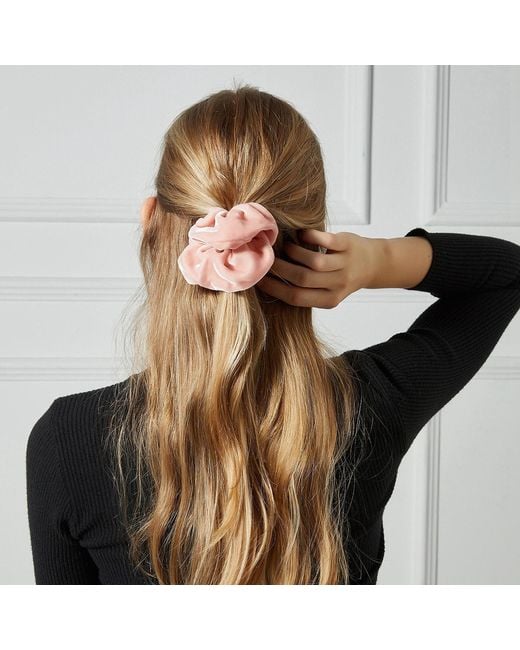 Soft Strokes Silk Pink Silk Velvet Handmade French Scrunchie Set Of Four