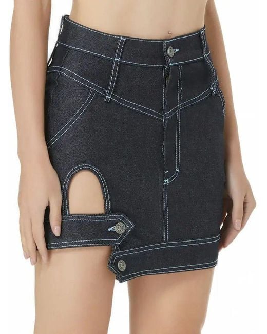 Gao Republic Black Mini Skirt Cut-Out Denim
