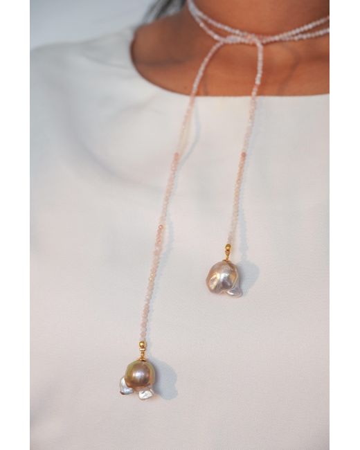 The Link Between Multicolor Celestina Baroque Drop Opal Open Ended Necklace Lariat