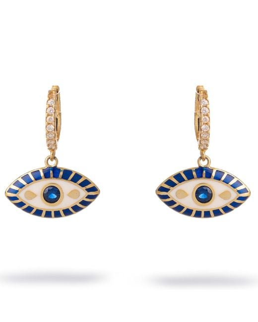 Ebru Jewelry White Queen Cleopatra Evil Eye Earrings
