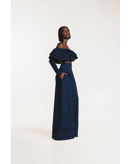 Ofuure Blue Kiara Denim Wide Leg Pants