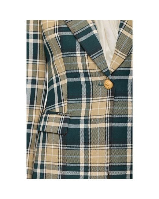 The Extreme Collection Green Neutrals Checked Earth Tone Blazer Murray