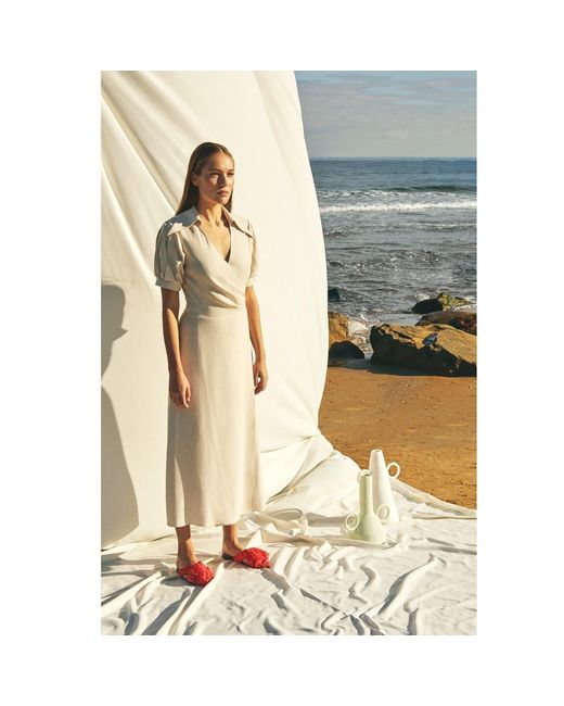 NAZLI CEREN White Agon Wrap Dress