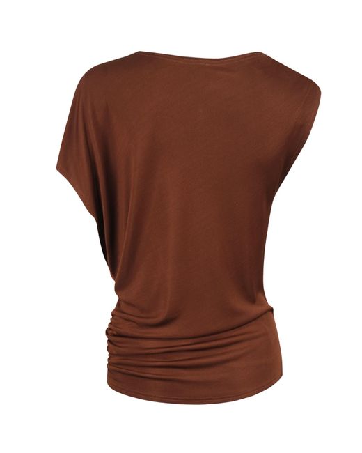 Me & Thee Brown Lie Low Copper Rib Twisted Shoulder Top