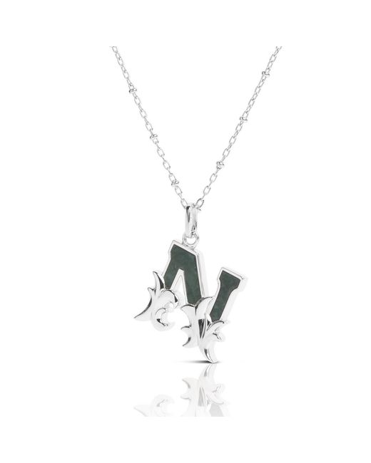 Kasun Metallic Solid N Initial Necklace With Marble