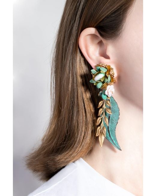 Pats Jewelry Metallic Green Leaf Earring