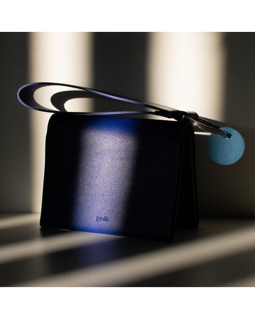 godi. Blue Handmade Bifold Leather Wallet