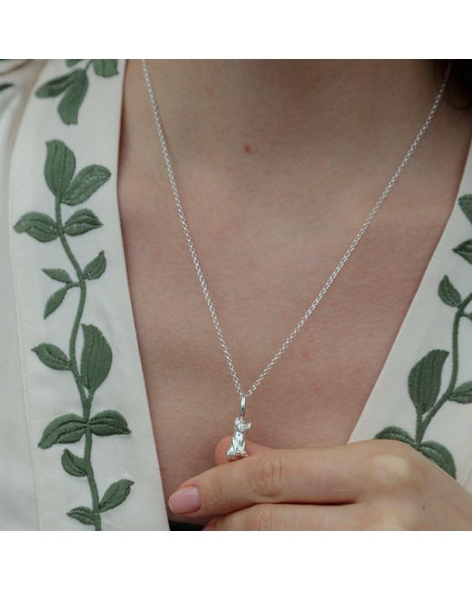Lily Charmed Metallic Sterling Cat Charm Necklace