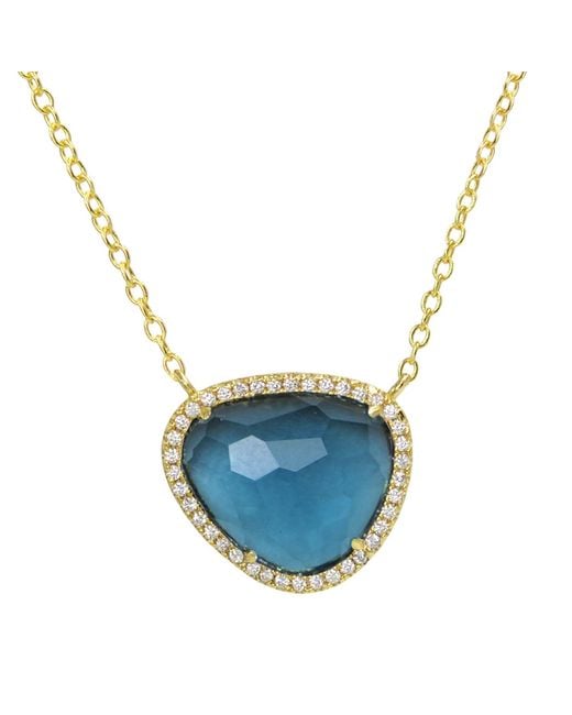 KAMARIA Blue Marina Lab Created Gemstone Necklace With Crystals