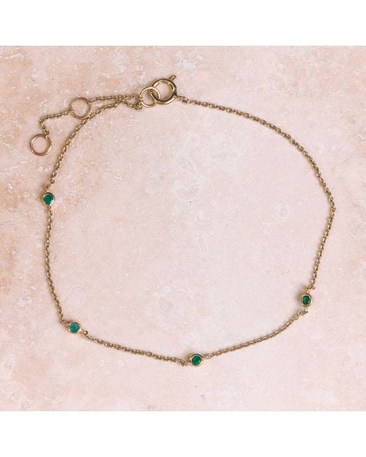 Zohreh Metallic Emerald Station Bracelet 9K
