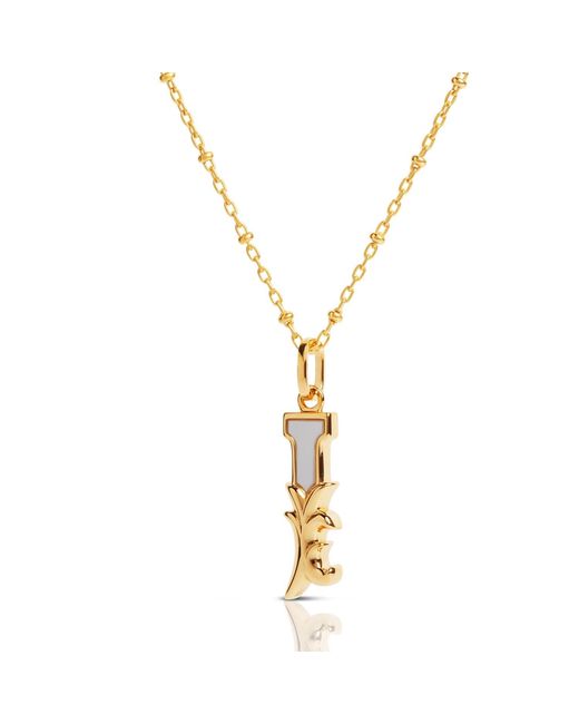 Kasun Metallic Plated I Initial Necklace With Mother Of Pearl
