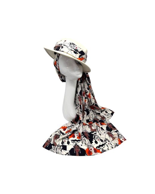 Julia Clancey White Neutrals Ivory Turbanista Fifi Scarf Fedora