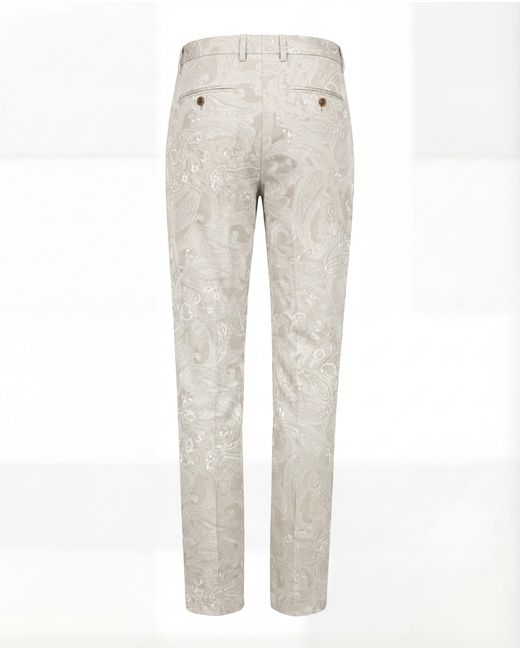 Lords of Harlech Natural Neutrals Jack Paisley Explosion Ivory Flat Front Pant for men