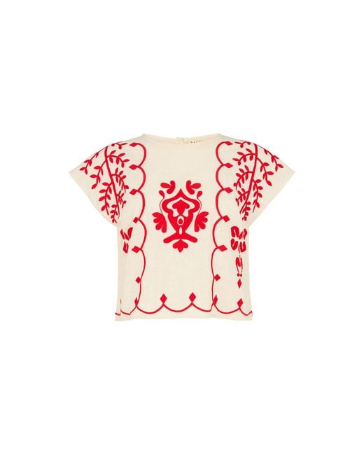 Raffya Fraya Cross Hatch Embroidered Crop Top