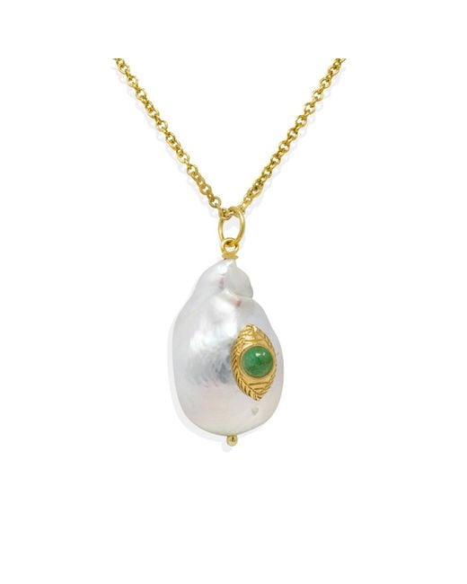 Vintouch Italy Metallic The Eye Emerald Pendant Necklace