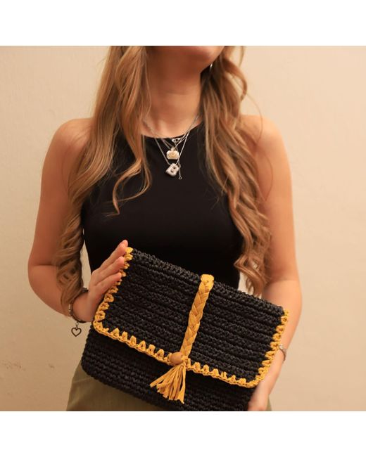 Springmoonatelier Blue Raffia Clutch Handbag