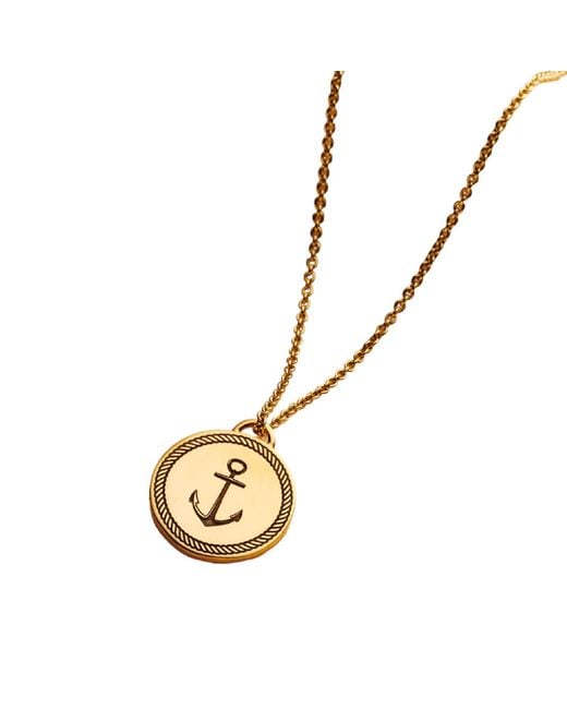 Posh Totty Designs Metallic Plated Nautical Anchor Disc Necklace