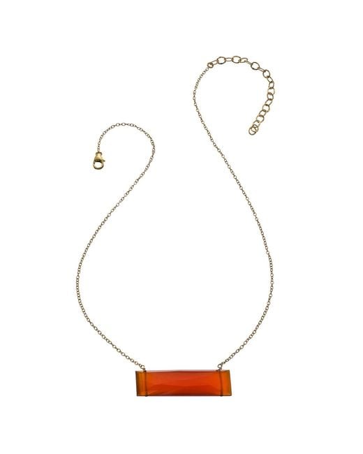 Heather Hawkins Jewelry Yellow Float Custom Cut Bar Semi-Precious Baguette Gemstone Necklace