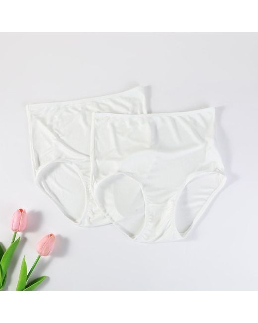 Soft Strokes Silk White Set Of Two Knitted Silk Mid Rise French Cut Pantie Shimmer Collection