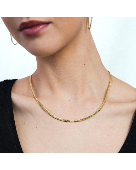 Miss Cecilia Metallic Herringbone Snake Chain Necklace
