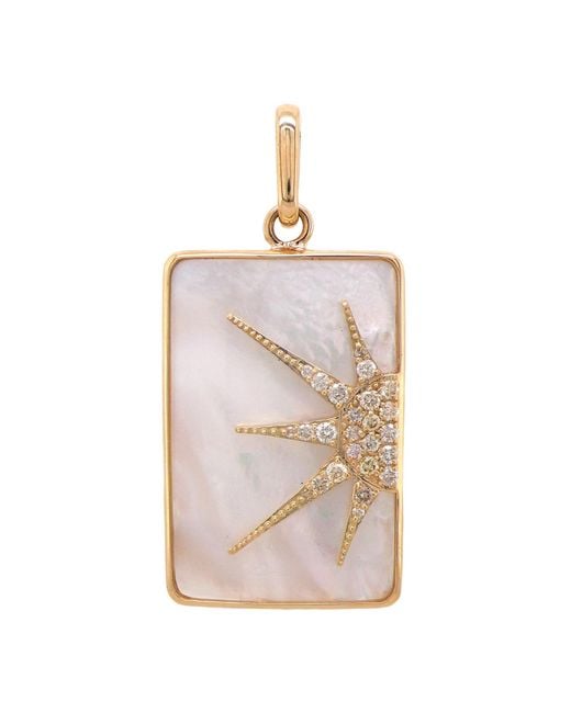 Artisan Natural 18K Shell Diamond Sunburst Pendant