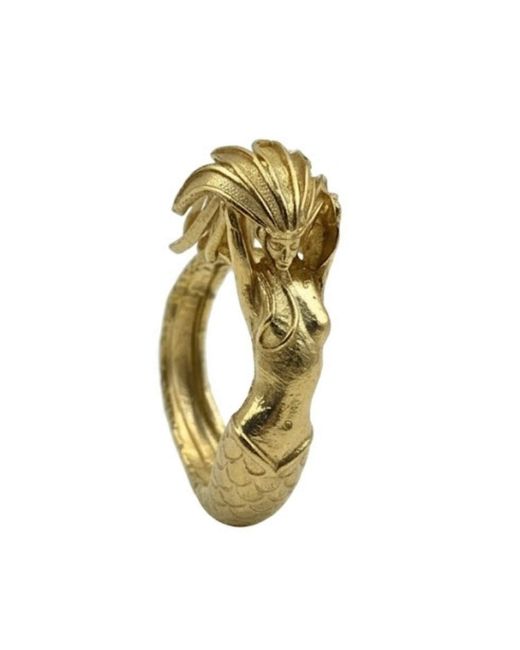 Silver & Elegant Co. Metallic Golden Siren Mermaid Mythic Ring