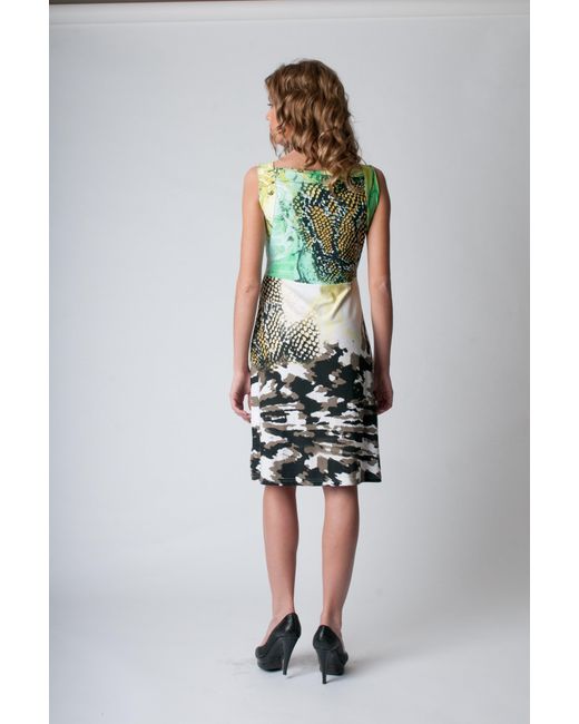 Conquista Green Sleeveless Animal Print Dress