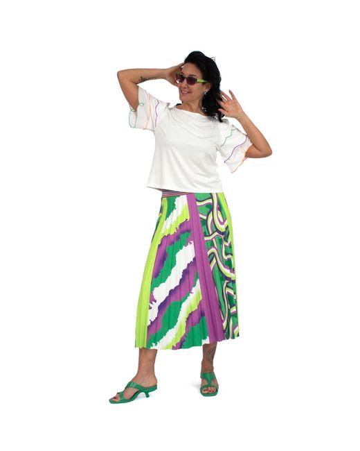 Lalipop Design Blue White Blouse With Laser-cut Colorful Embroidered Sleeves