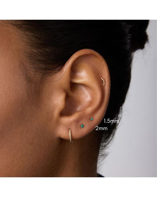 Vanhi Metallic 14K Solid Emerald Flat Back Stud