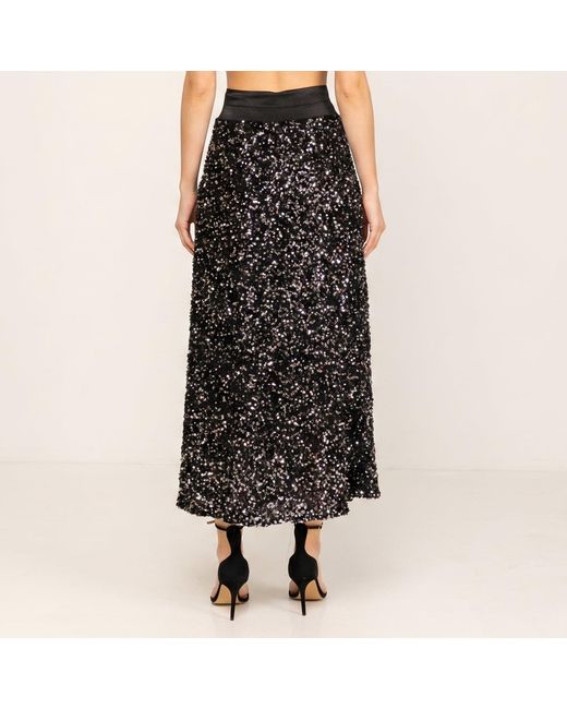 Tantra Spain Sl Black Sequin Maxi Skirt With Elastic Waist And