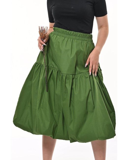 Frock Tales Green Mylar Puffball Midi Skirt