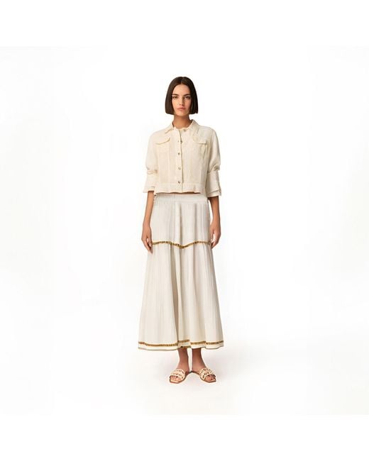 Haris Cotton White Midi Skirt