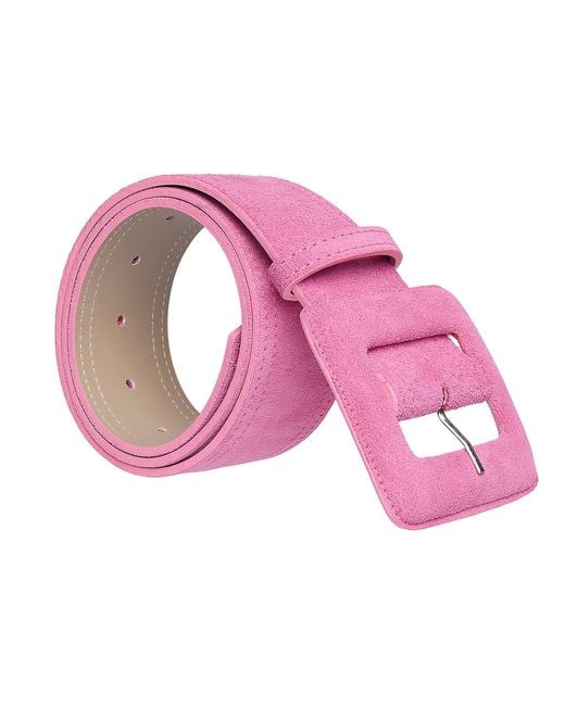 BeltBe Pink Suede Square Buckle Belt