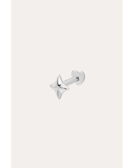 Vanhi White 14K Solid Four Point Star Flat Back Stud