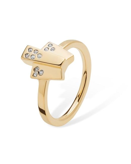 Lucy Quartermaine Metallic Art Deco Triple Layer Ring