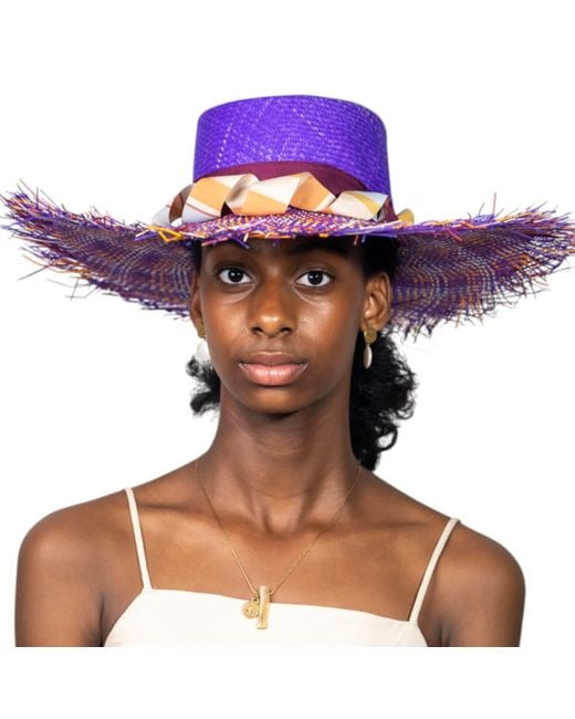 ORTUS Purple Gulupa Straw Boater Hat