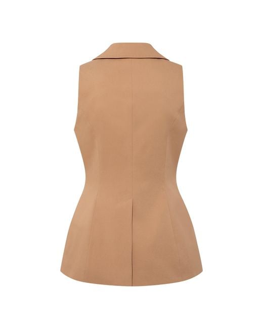 Femponiq Brown Sleeveless Tailored Blazer